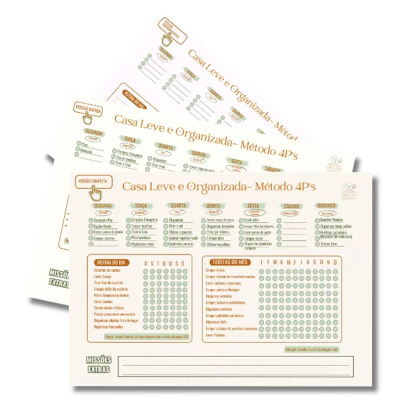 Planner de Rotina da Casa Método 4P's
